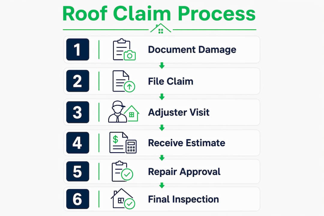 Infographic showing key steps in roof insurance process