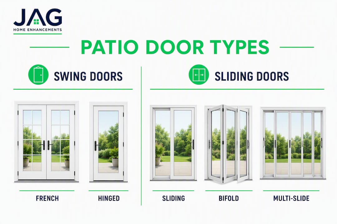 Infographic comparing main patio door types