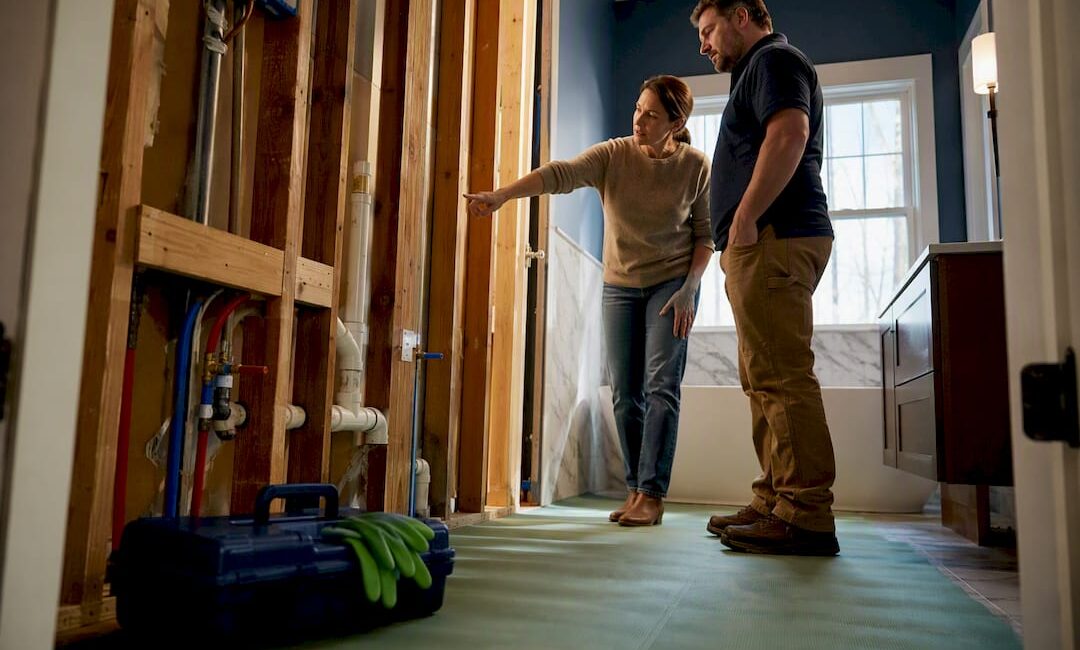 Homeowner inspecting completed remodeling milestone