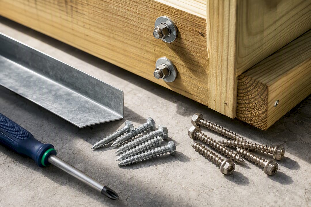 Corrosion-resistant fasteners beside deck lumber