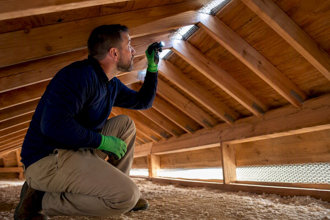 Attic ventilation path between soffit and ridge