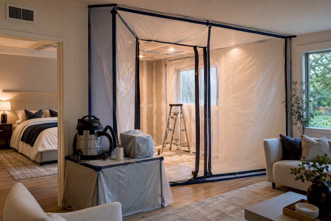Illustration of remodel dust containment