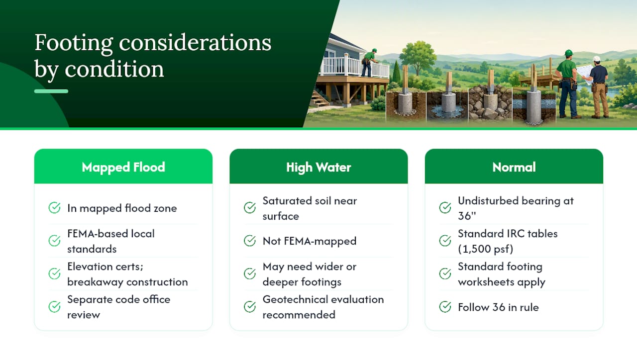 What About Footings in Flood-Prone or High Water Table Areas? — overview diagram