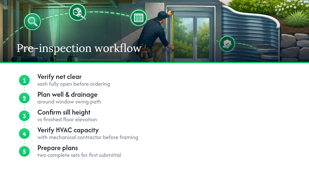 Basement bedroom inspection preparation workflow