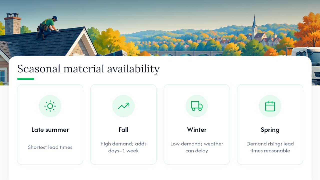 Seasonal roofing material availability comparison