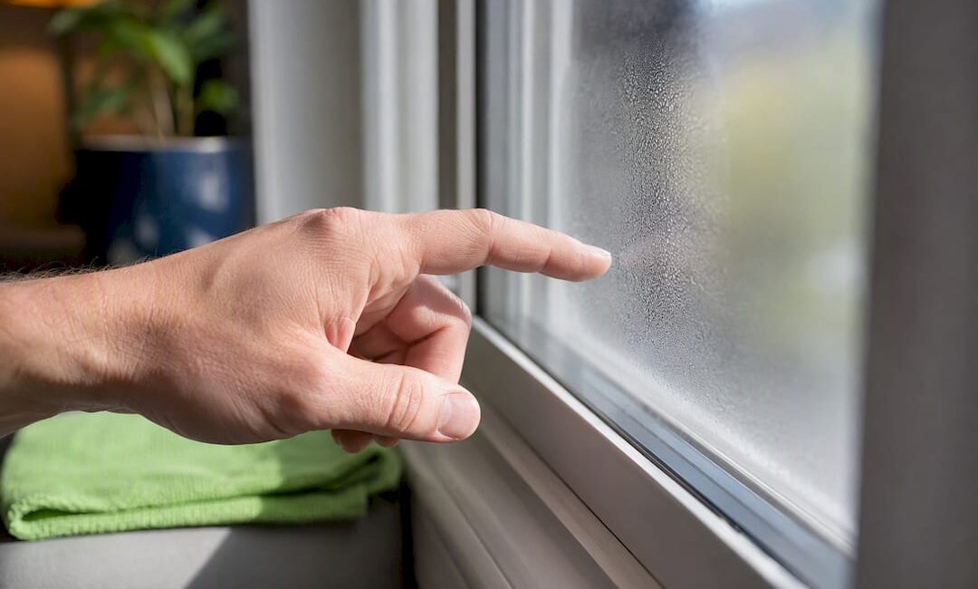 Fogged condensation trapped between window panes