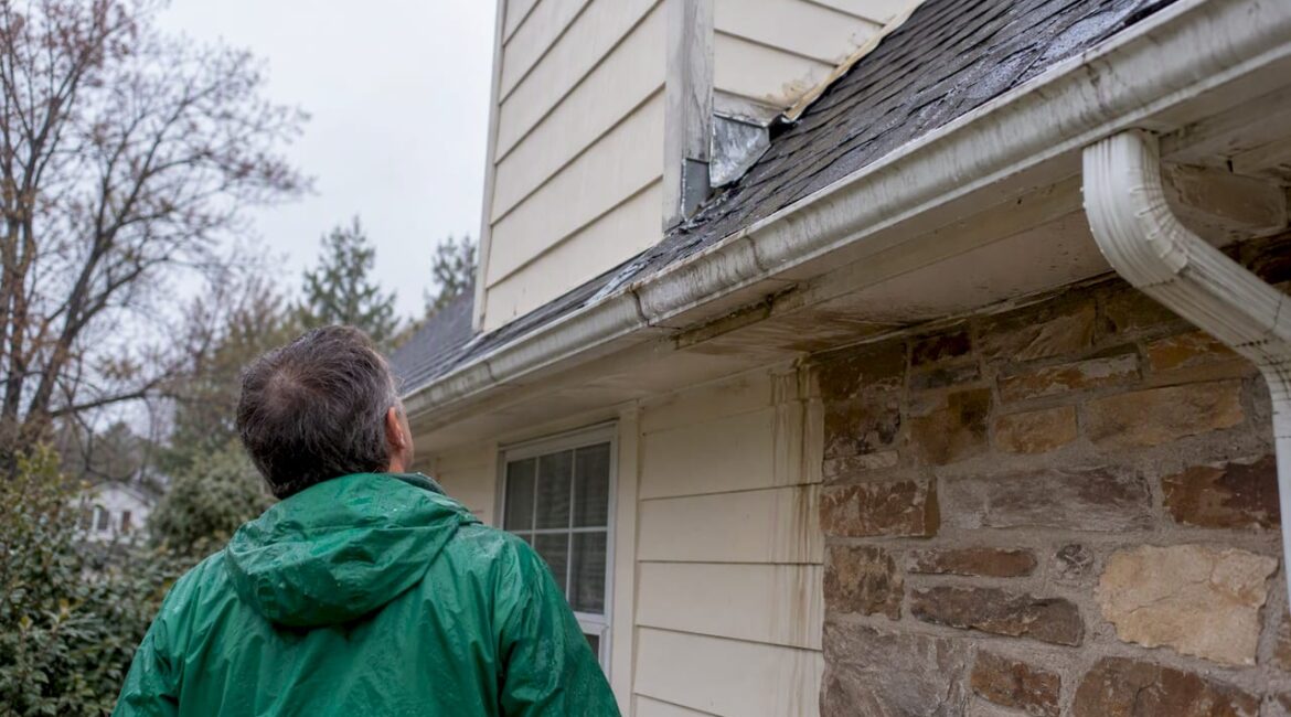 Roof flashing showing water intrusion after rain