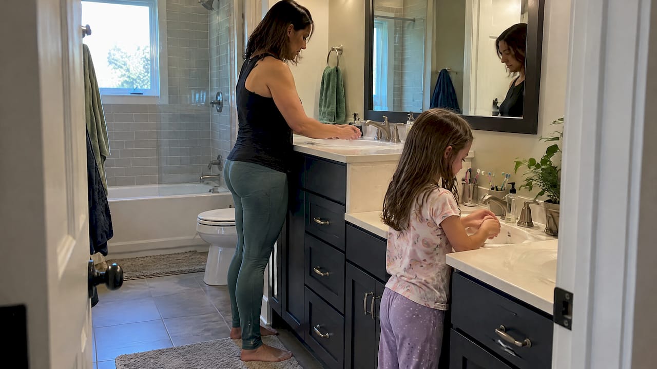 Split-height vanity serving different household users