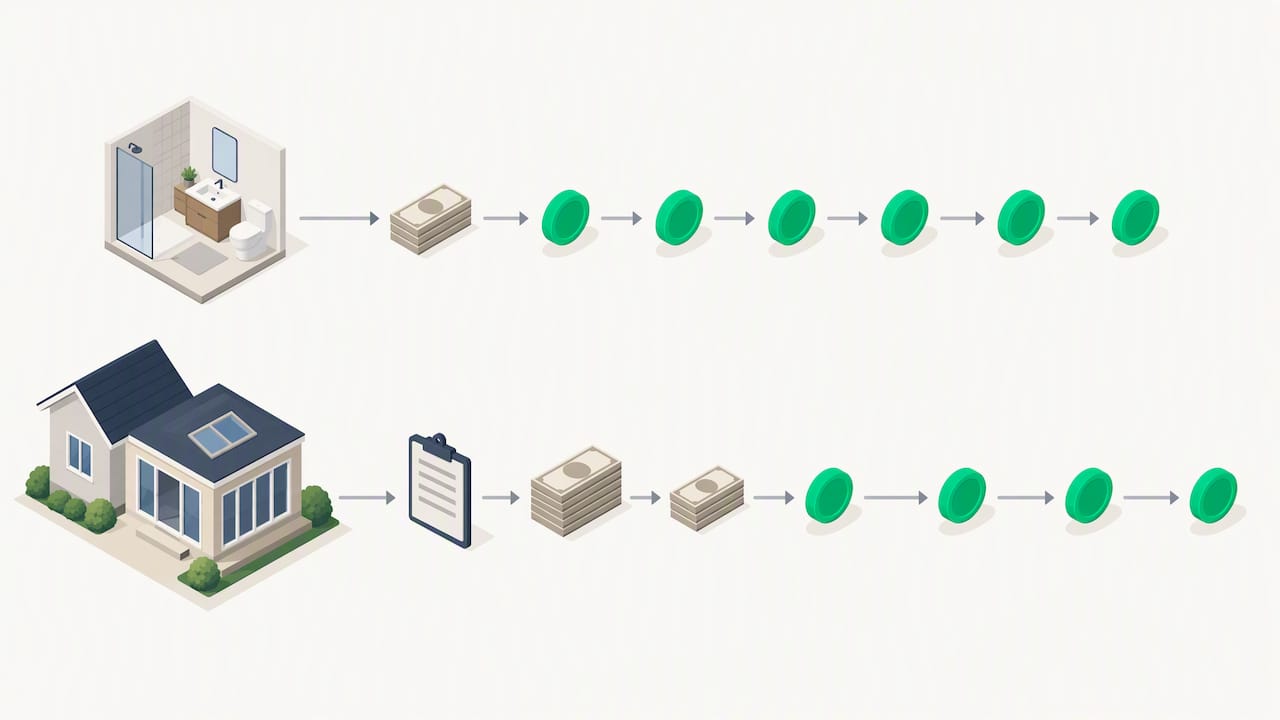 Illustrated financing tradeoffs for two renovation sizes