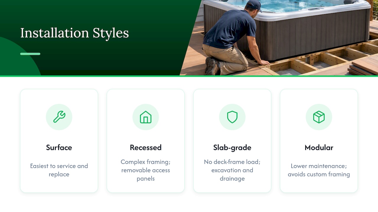 Four hot tub installation options and tradeoffs
