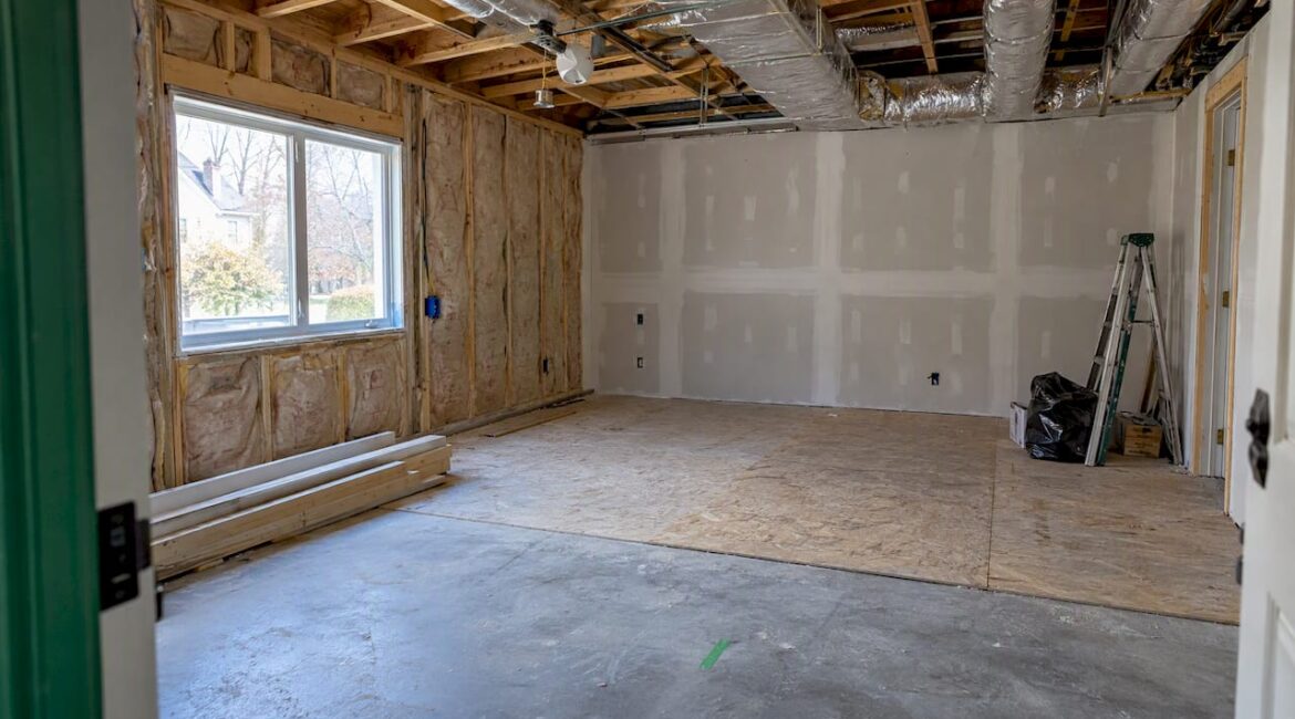 Garage conversion underway as a bedroom